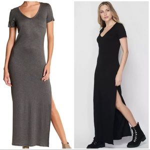 Set of Two ExtraSmall Velvet Torch/Nordstrom V-neck Black Maxi Dress NWT